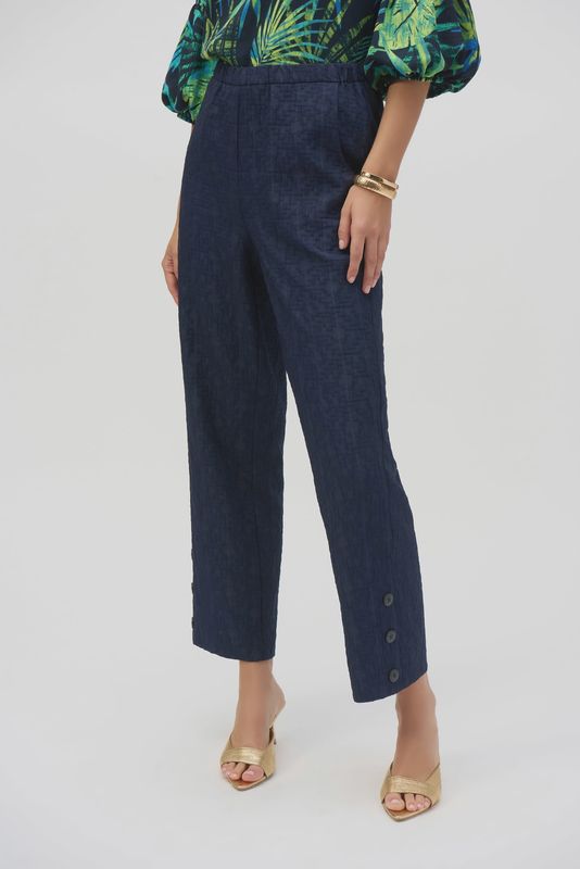 Joseph Ribkoff Jacquard Pull-On Wide-Leg Pants- Midnight Blue