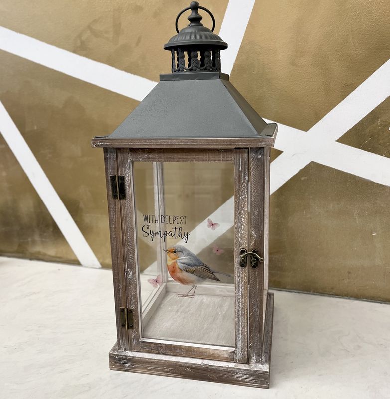 With Deepest Sympathy Large Wood Lantern