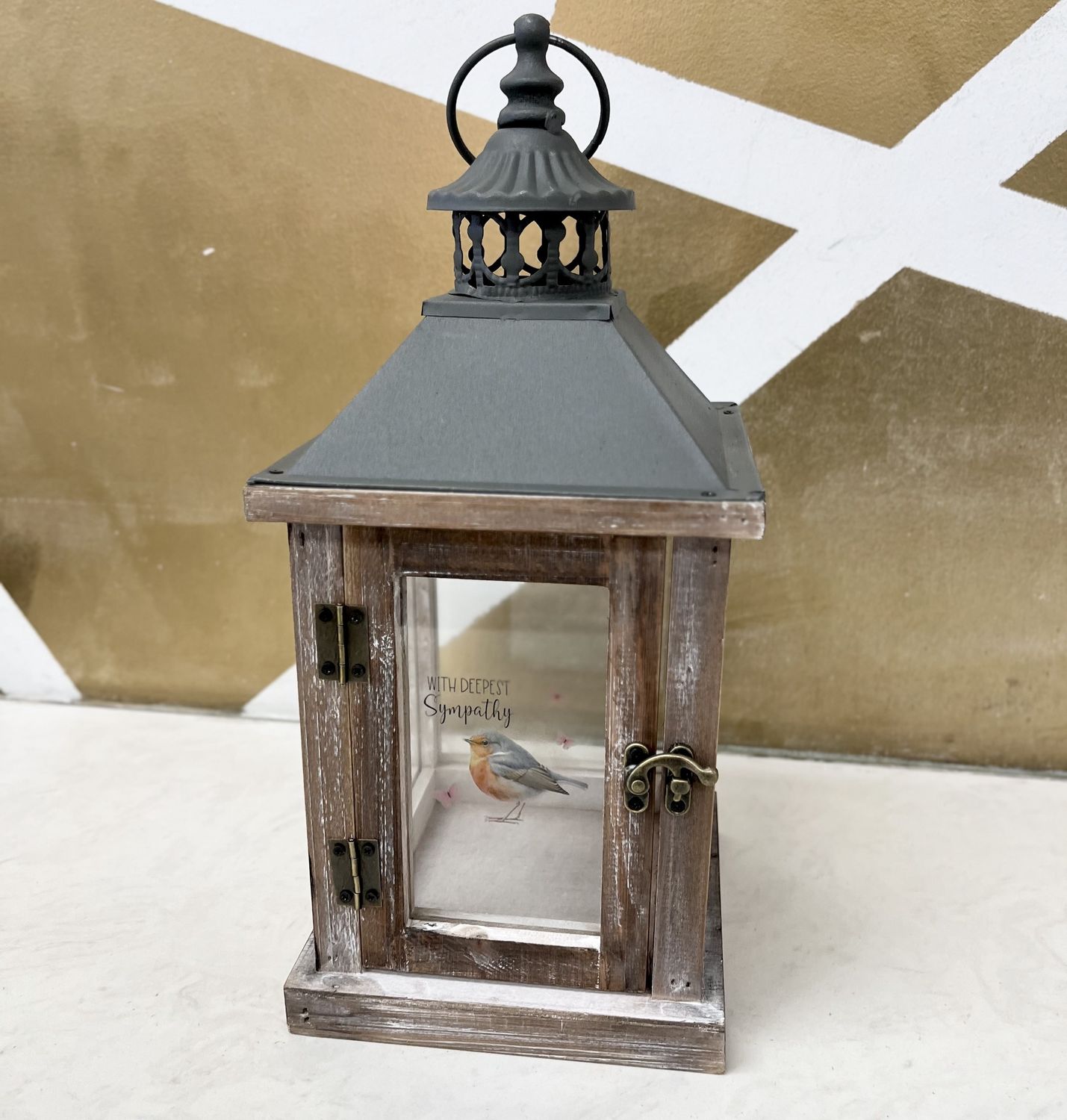 With Deepest Sympathy Small Wood Lantern