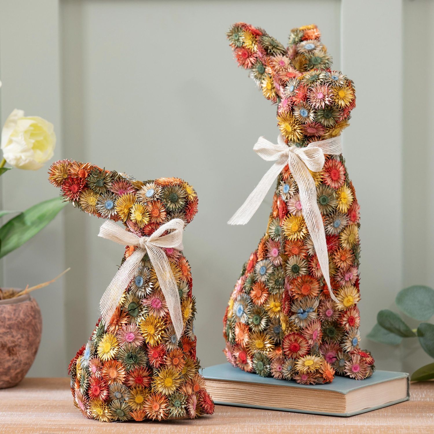 Evergreen Easter Bunny Dried Floral Decor