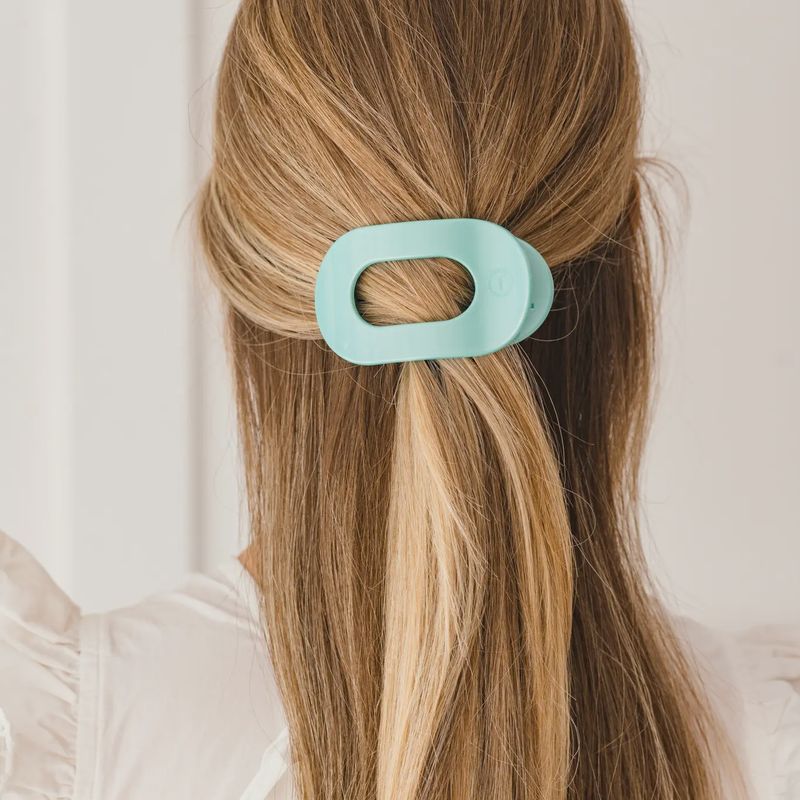 Teleties Totally Turquoise Small Round Flat Hair Clip