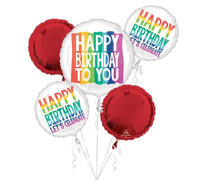Rainbow Happy Birthday Balloon Bouquet