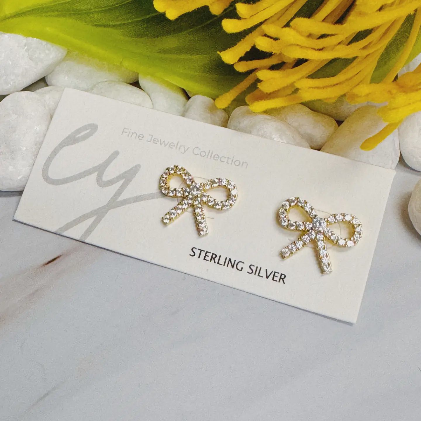 Ellison + Young Shine Mini Bow Sterling Silver Earrings