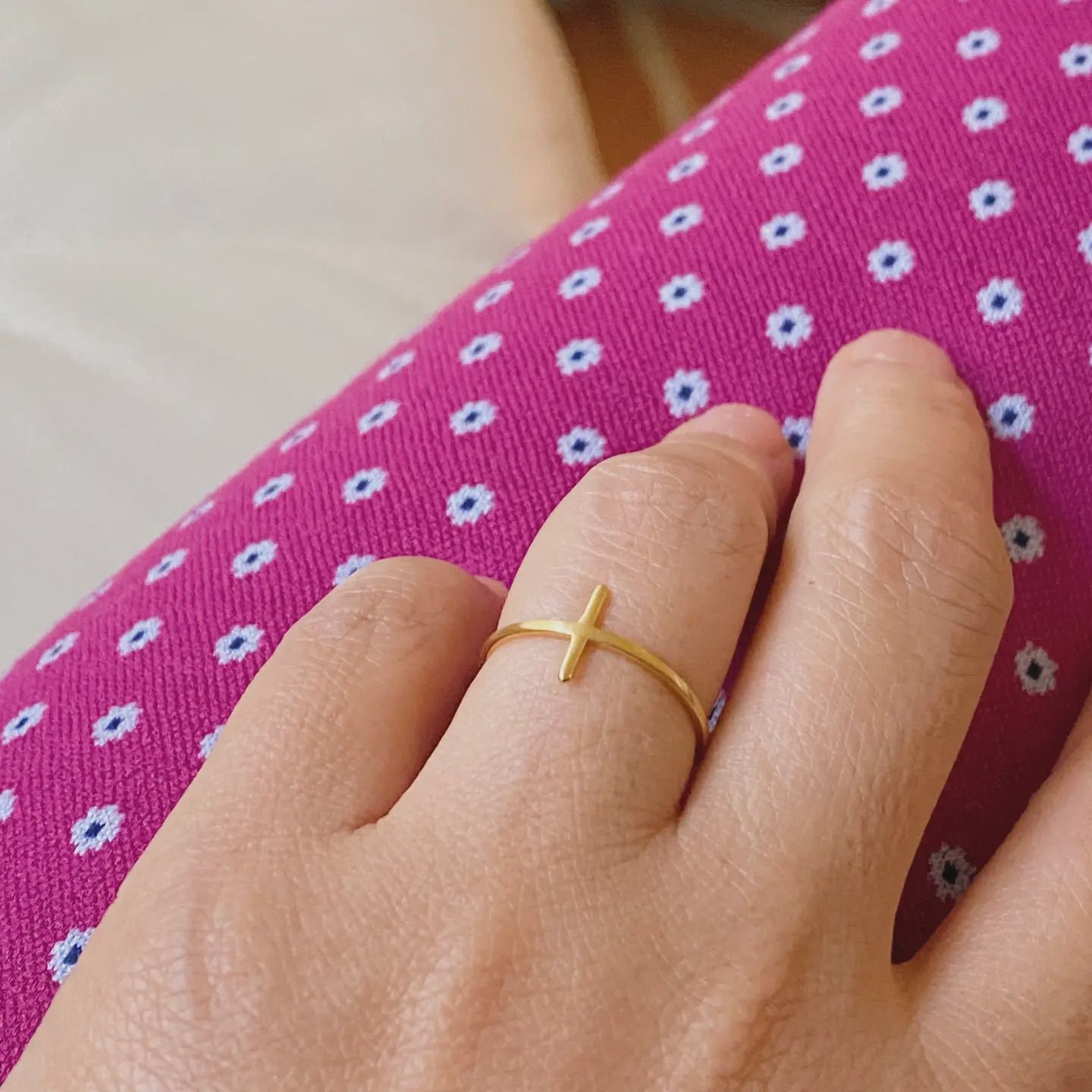 Ellison + Young Side Cross Ring- Gold