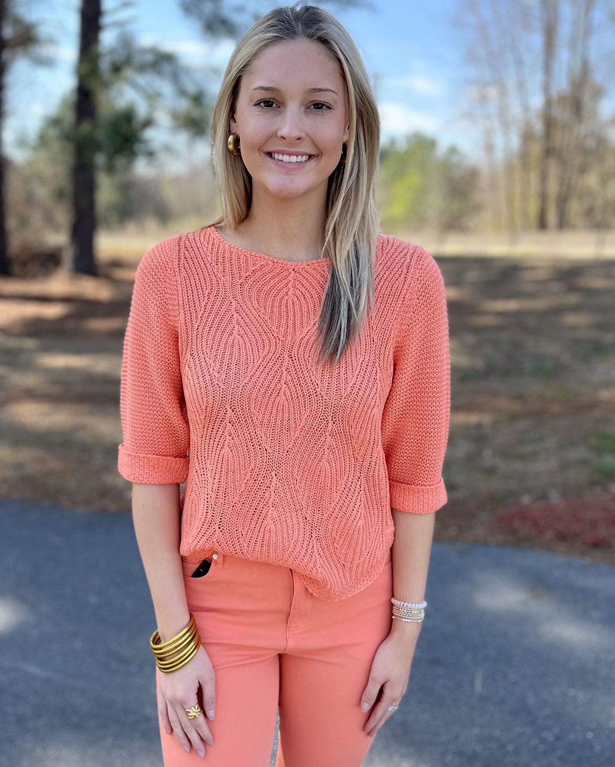Marble Orange Short Sleeve Top