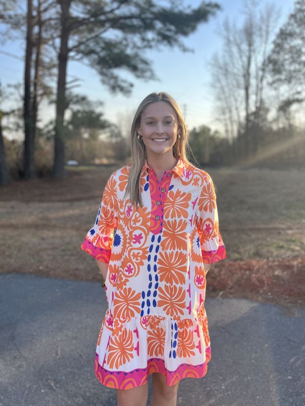 Jade Pink Palm Trimmed Tunic