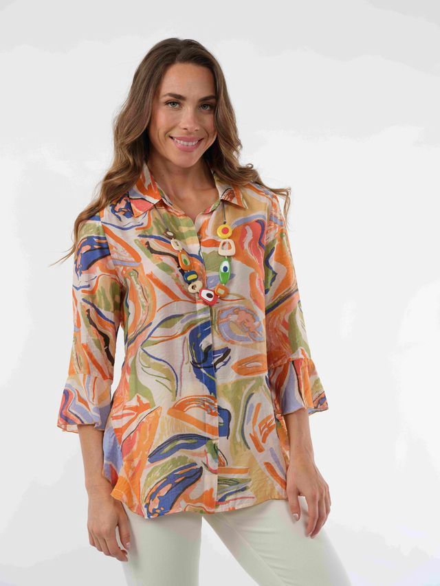Lior Happy Carnival Shirt with Side Flounce