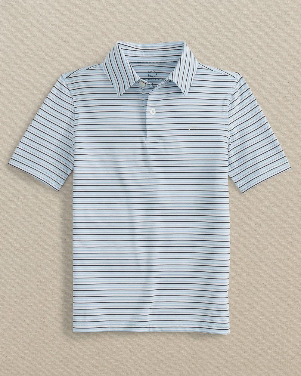 Southern Tide Boys Driver Oyster Creek Stripe Polo Cerulean