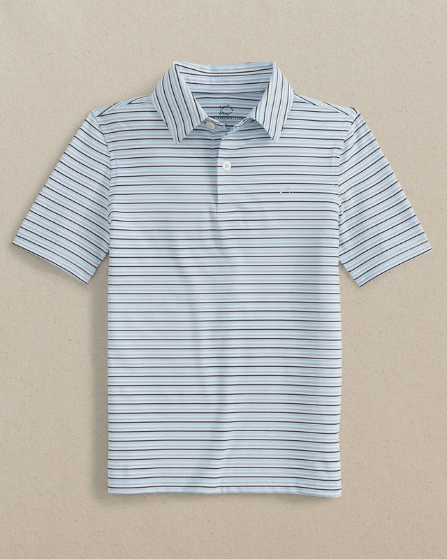 Southern Tide Boys Driver Oyster Creek Stripe Polo Cerulean