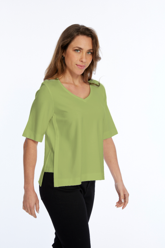 Lior Zola Sage V-Neck Top With Side Seam