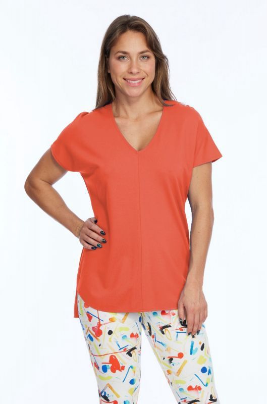 Lior Zoe Coral Short Sleeve Top