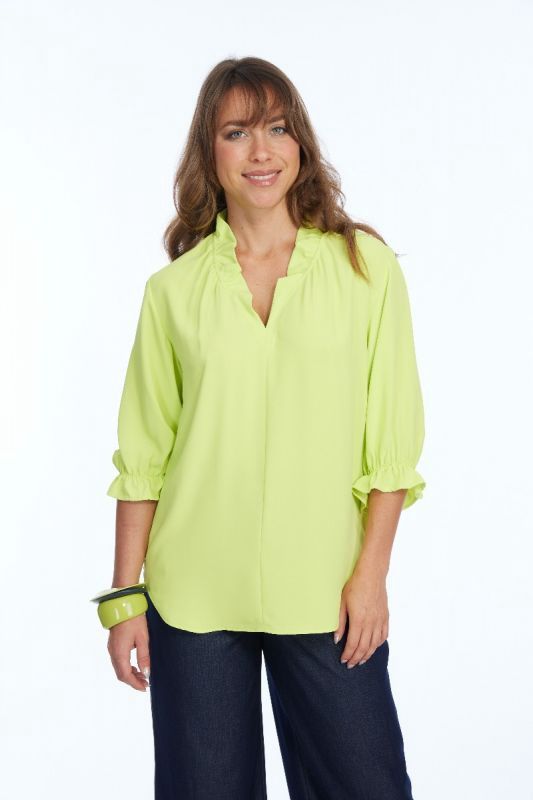 Lior Harper Lime Ruffle V-Neck Top