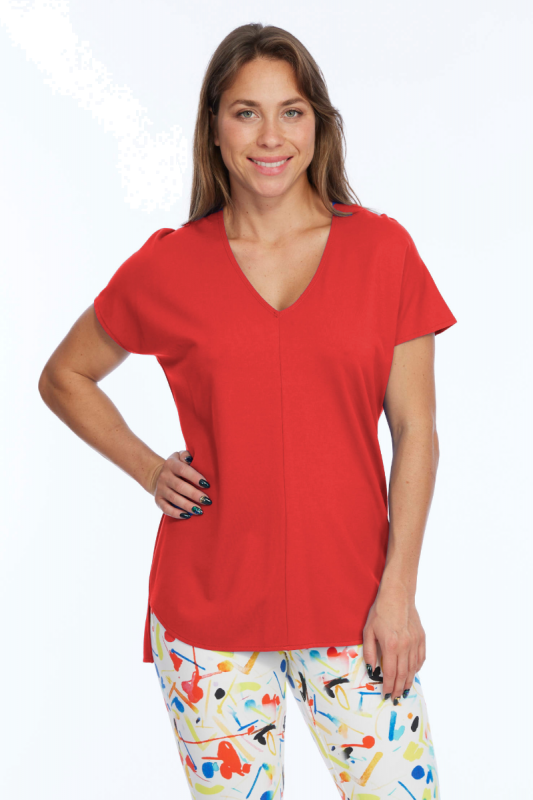 Lior Zoe Red Wine Short Sleeve Top