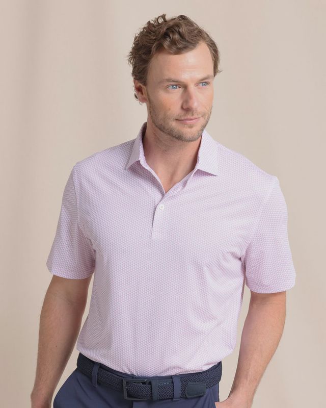 Southern Tide Driver On The Ball Printed Polo- Riviera Rose