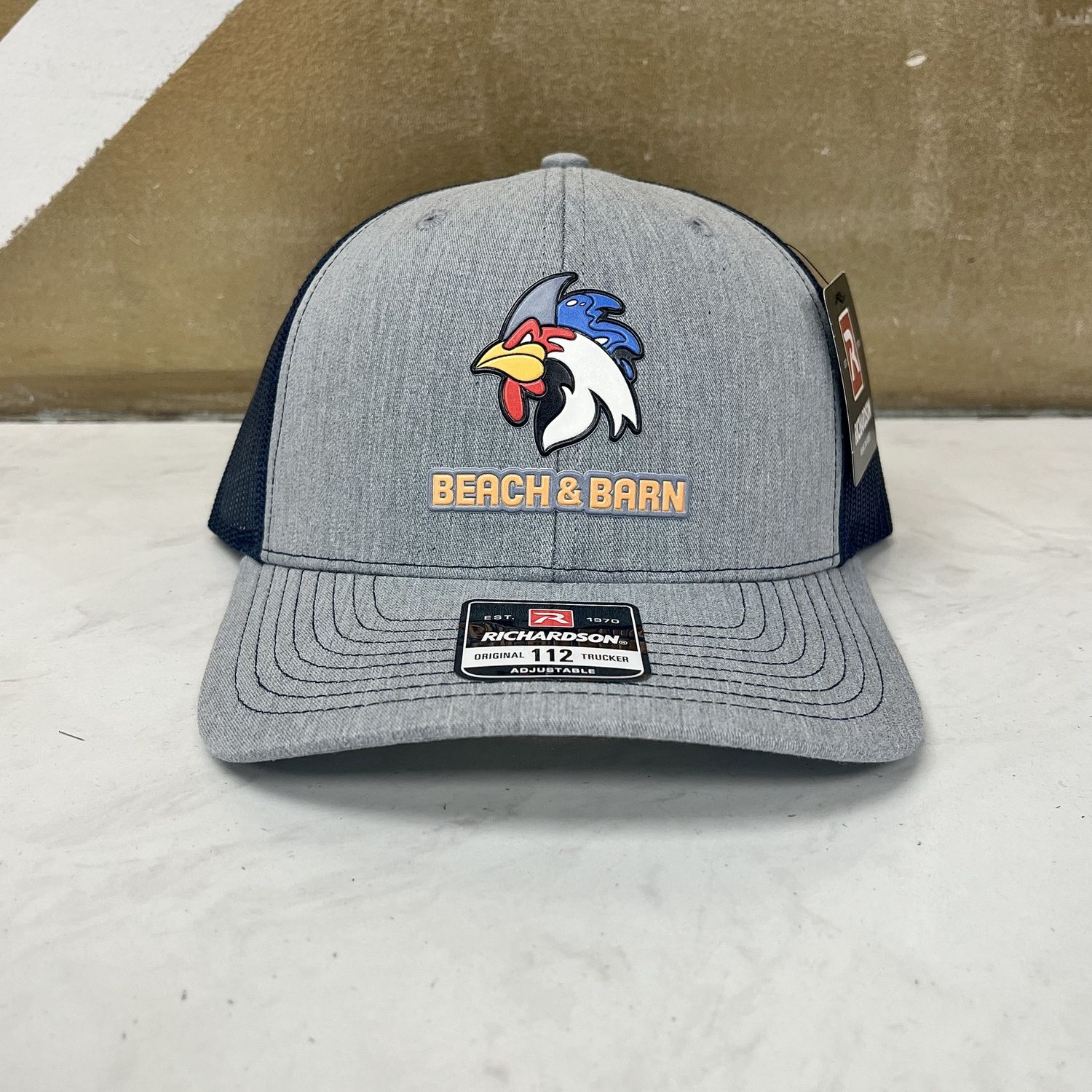 Beach and  Barn Rooster Fin Snapback -Grey/Navy
