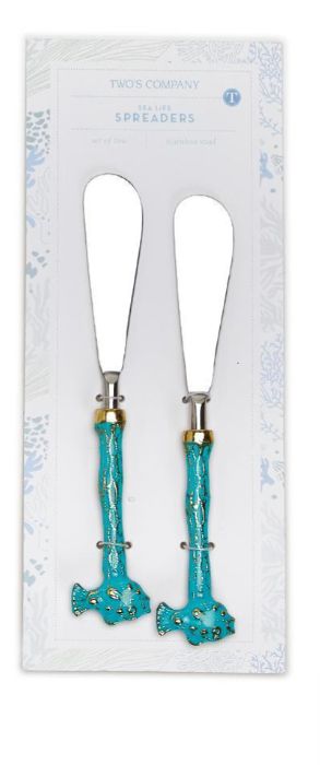 Two&#39;s Company Sea Life Set of 2 Spreaders on Gift Card- Fish
