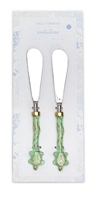 Two&#39;s Company Sea Life Set of 2 Spreaders on Gift Card- Turtle