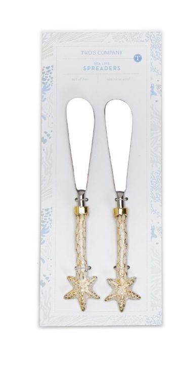 Two&#39;s Company Sea Life Set of 2 Spreaders on Gift Card- Starfish