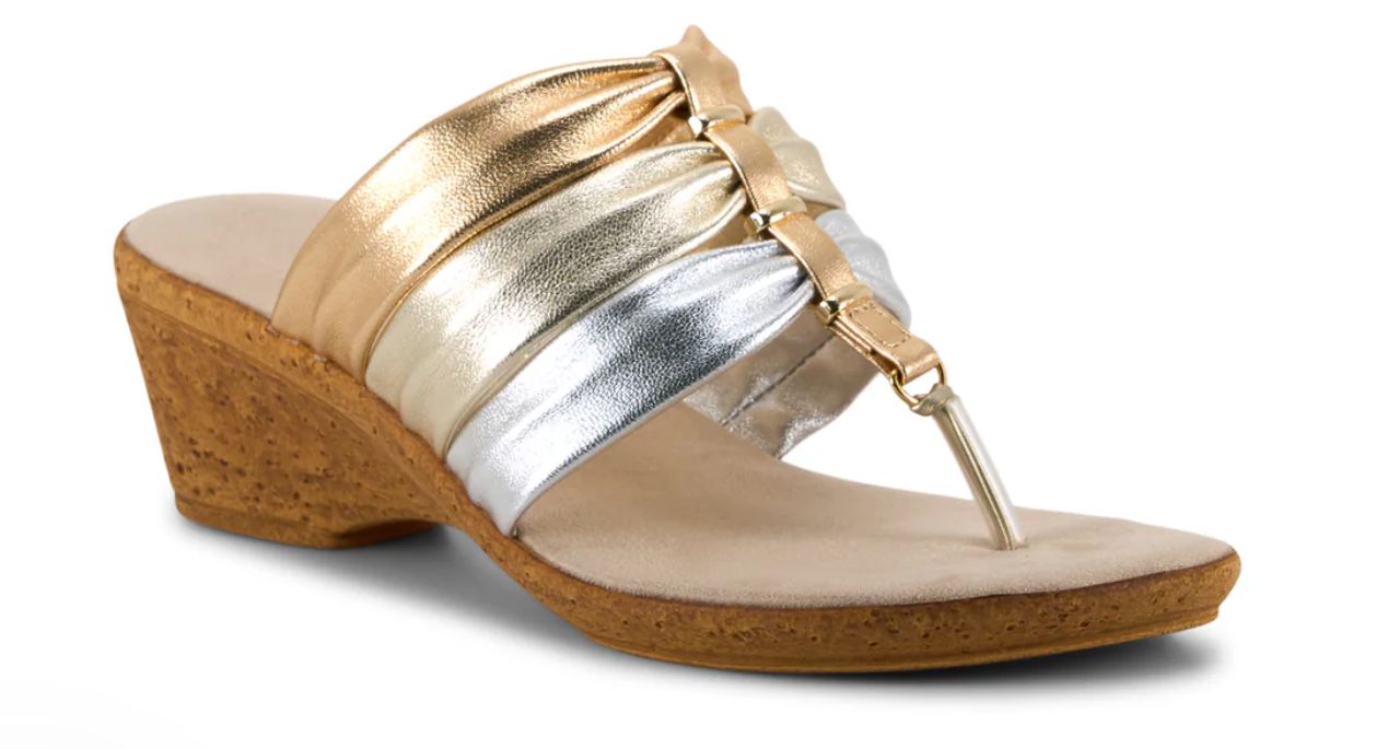 Onex Marisa Three Band Wedge- Metallic Multi