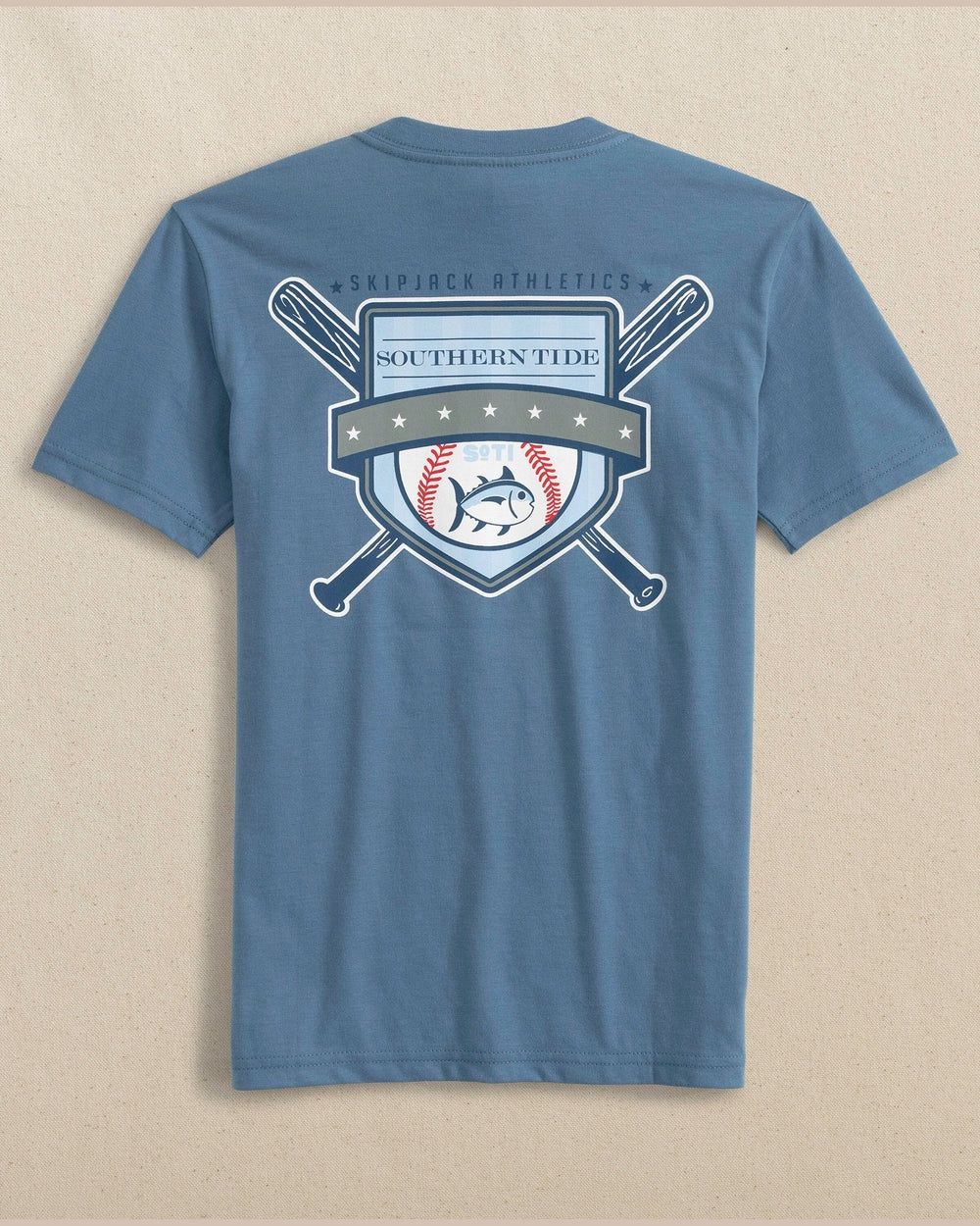 Southern Tide Youth Homerun Athletics Short Sleeve T-Shirt- Coronet Blue