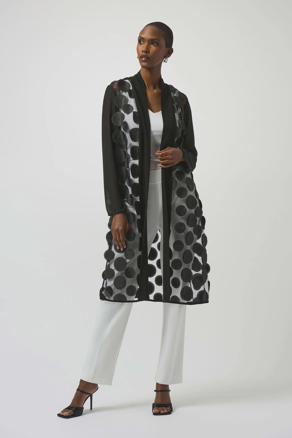 Joseph Ribkoff 3D Dot and Mesh Cover-Up- Black