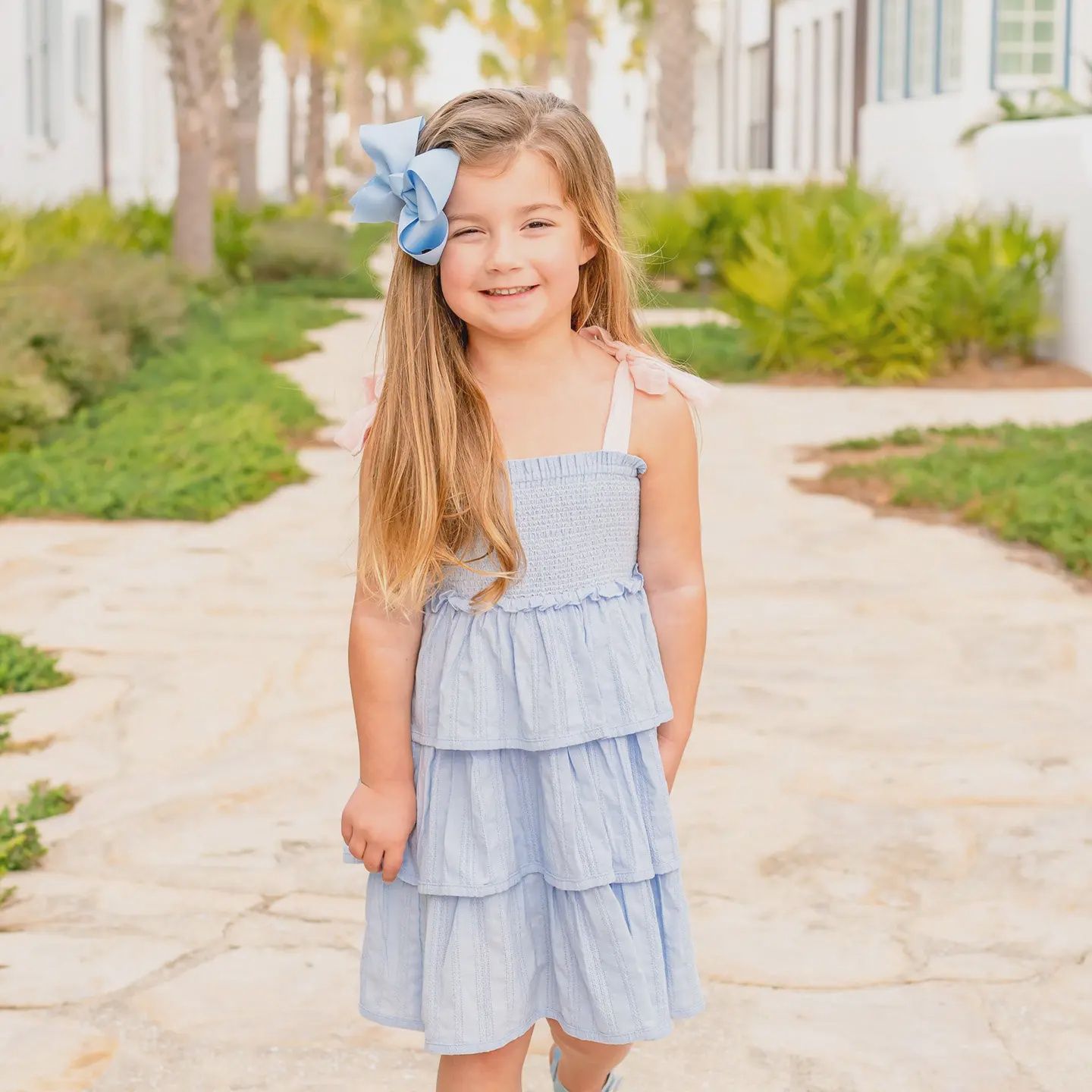 Shrimp &amp; Grits Girls Tier Dress - Blue