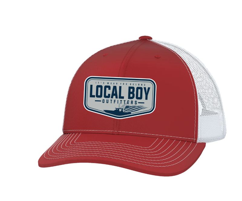 Local Boy Boat Badge Trucker Hat Red/White