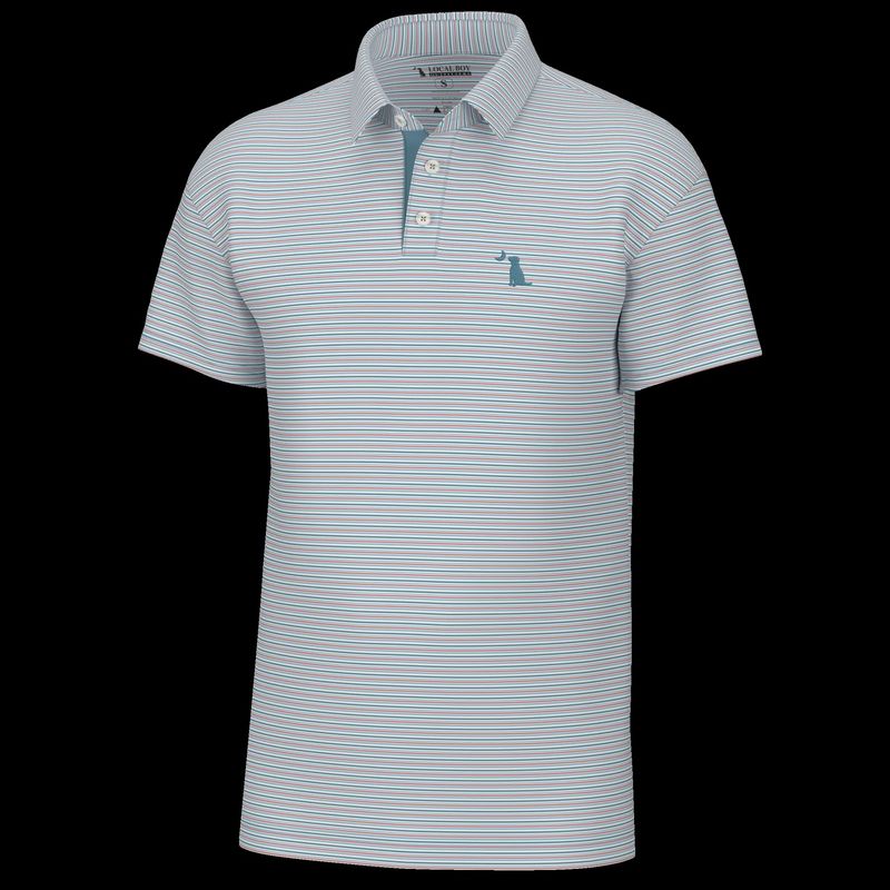 Local Boy Outfitters Kiawah Polo - White/Salmon/Blue/Dark Teal