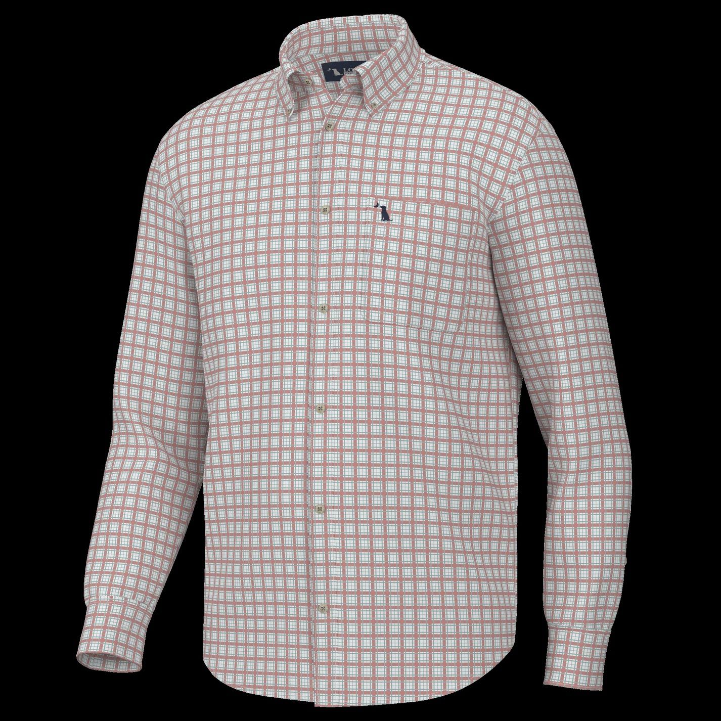 Local Boy Outfitters Youth Faulk Dress Shirt - Salmon/Light Teal/Teal