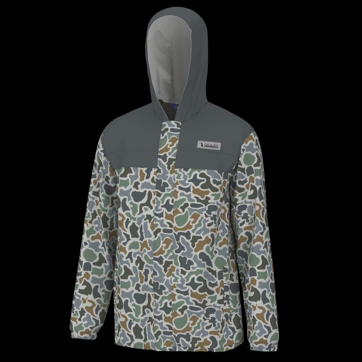 Local Boy Outfitters Two-Toned Rain Jacket - Slate/Localflage Bluff