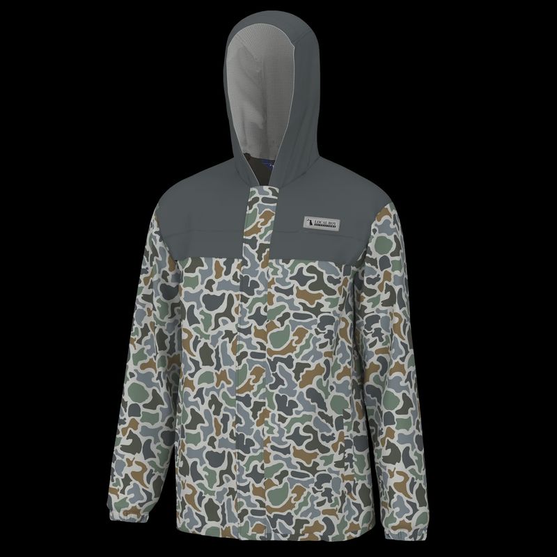 Local Boy Outfitters Two-Toned Rain Jacket - Slate/Localflage Bluff