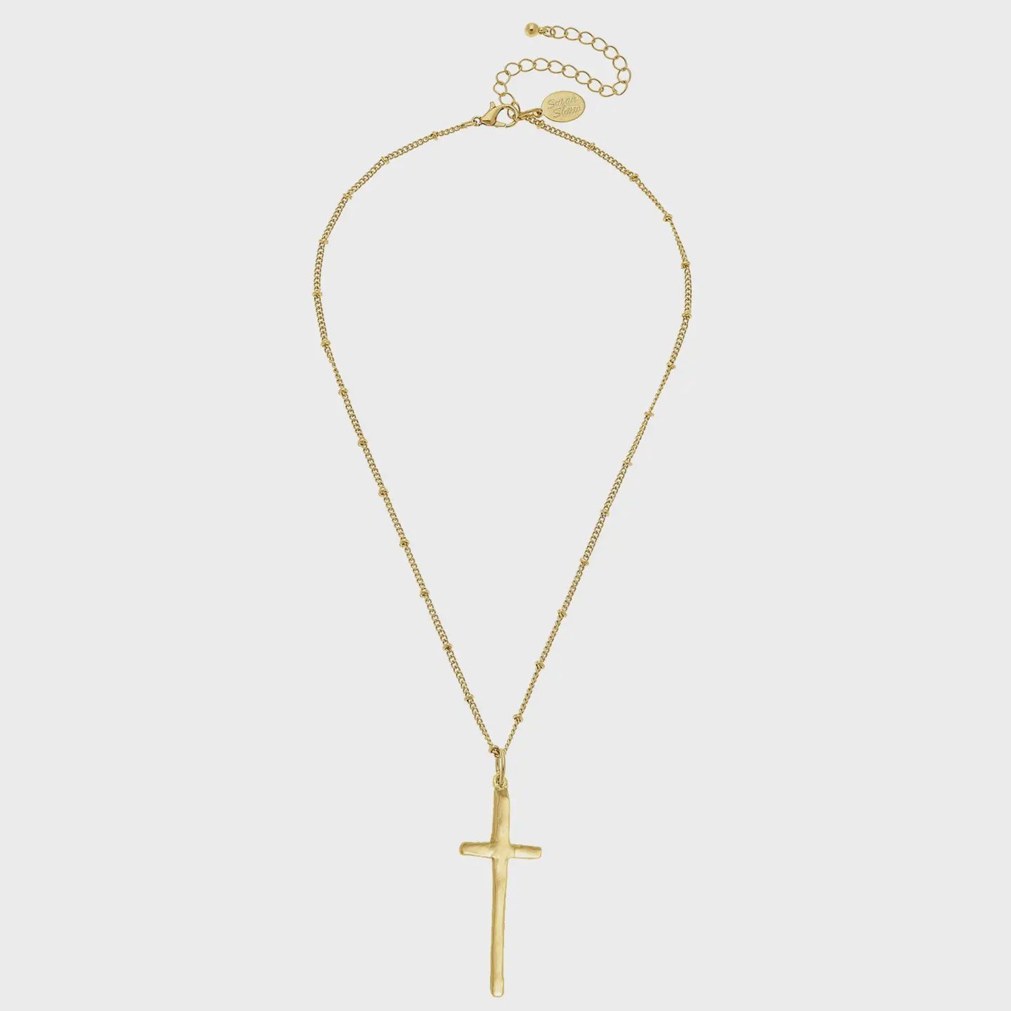 Susan Shaw Dainty Elongated Cross Necklace
