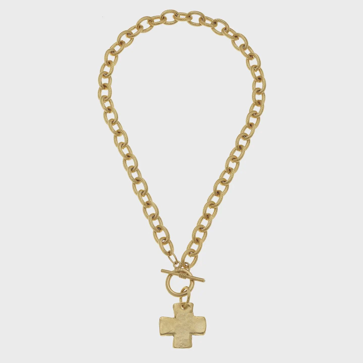 Susan Shaw Gold Cross Front Toggle Necklace