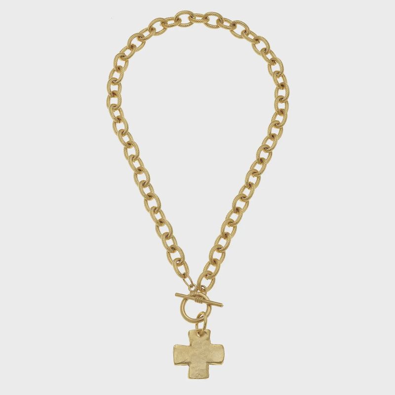 Susan Shaw Gold Cross Front Toggle Necklace