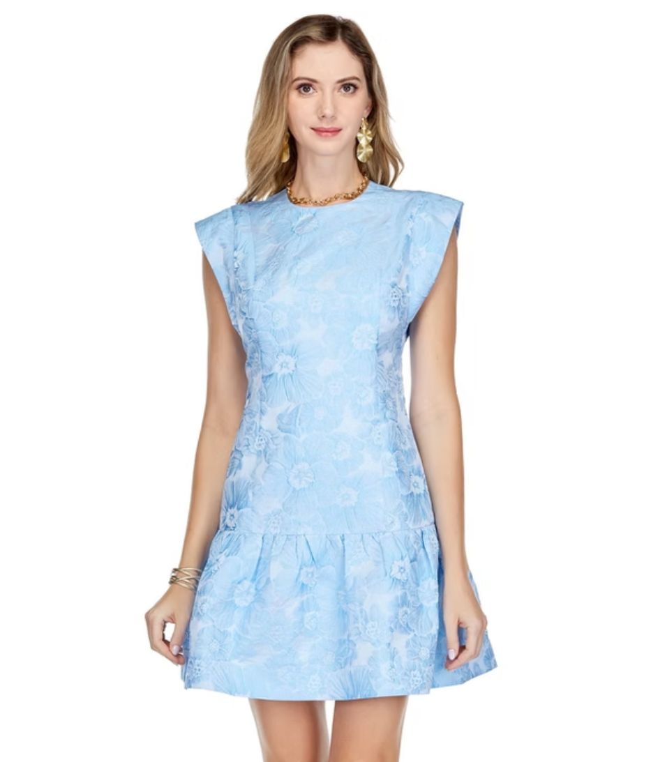 Jade Blue Karen Fit &amp; Flutter Hem Dress