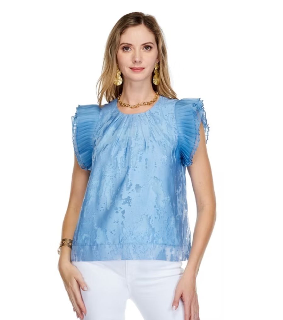 Jade Blue Pleaty Shell Top