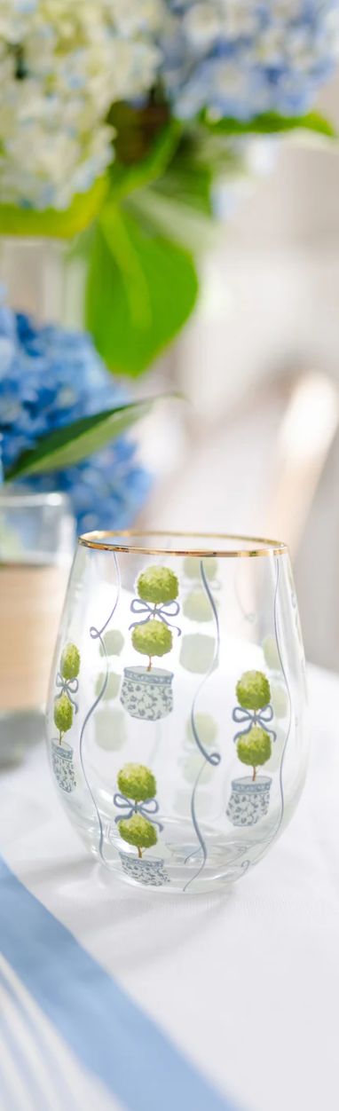 Mary Square Stemless Glass | Topiary Print