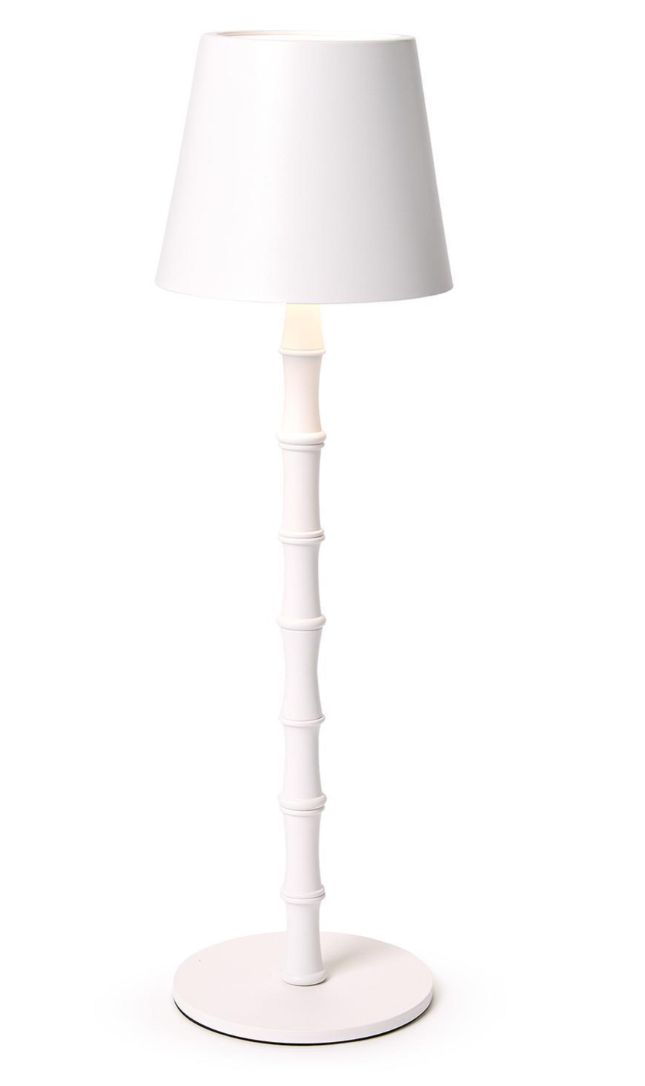 Two&#39;s Company LED Cordless White Bamboo Table Lamp
