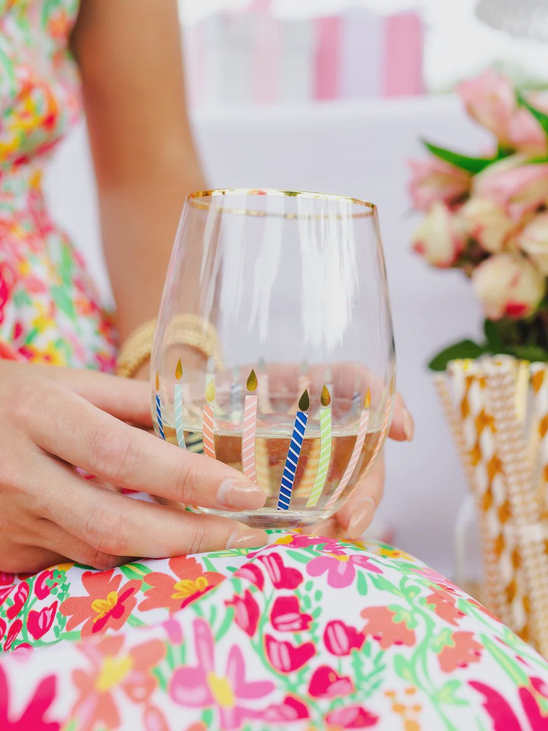 Mary Square Candles Stemless Wine Glass