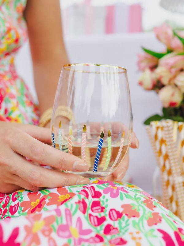 Mary Square Candles Stemless Wine Glass