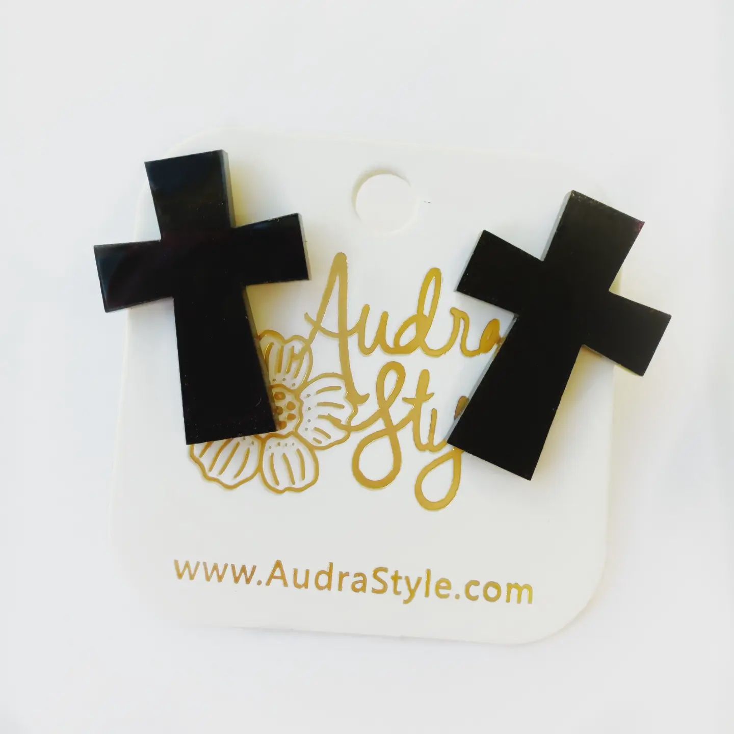 Audra Style Black Cross Stud