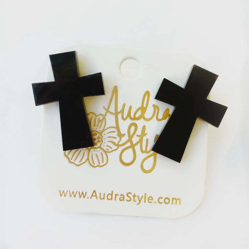 Audra Style Black Cross Stud