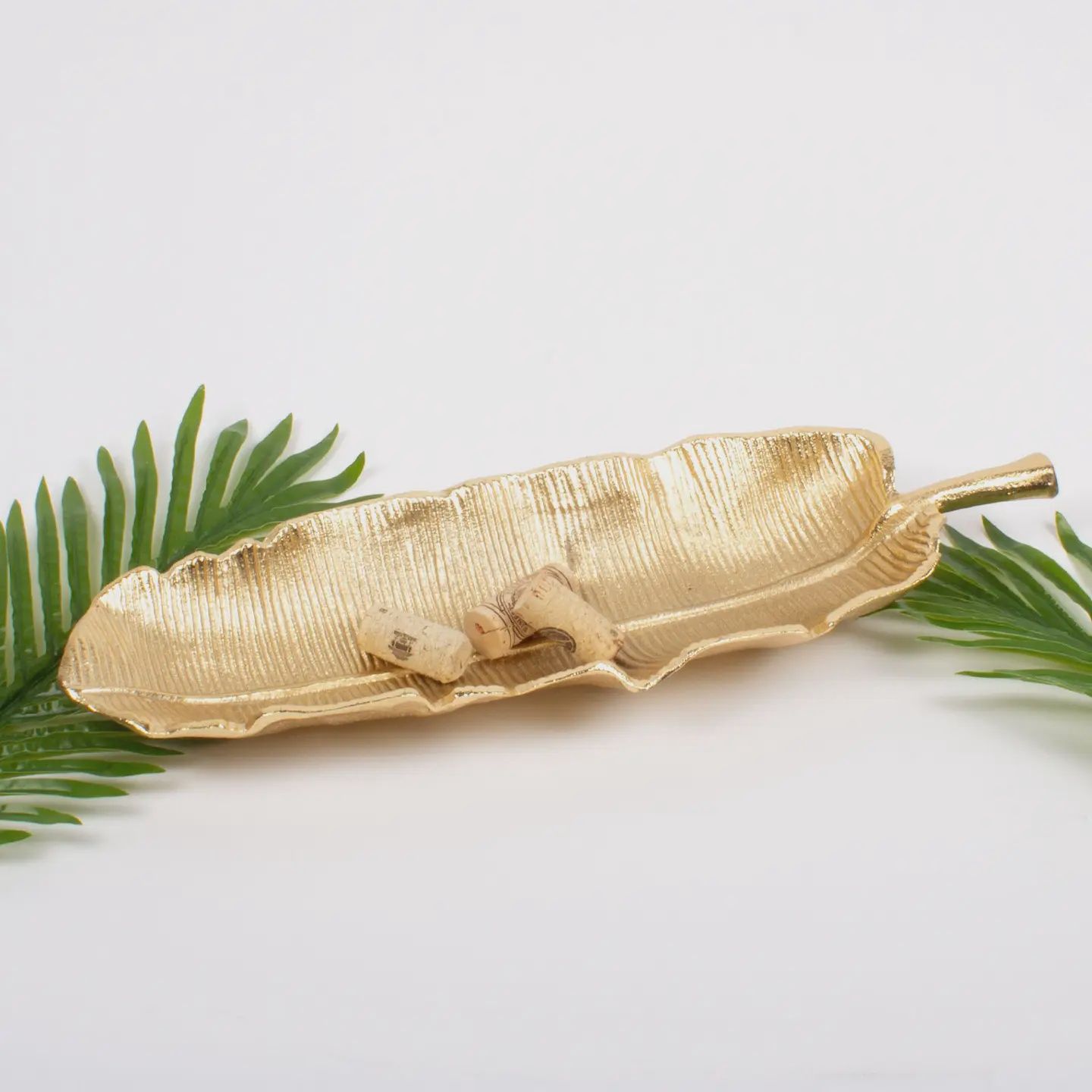 Oak Lane Gold Banana Leaf Vanity Tray