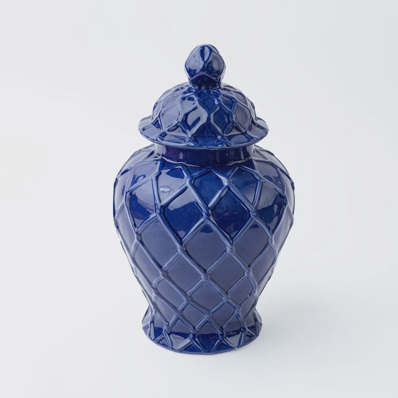 Oak Lane Navy Textured Ginger Jar - Large