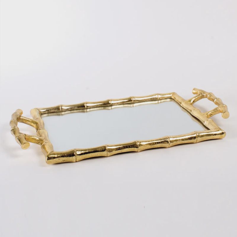 Oak Lane Gold Bamboo Vanity Tray