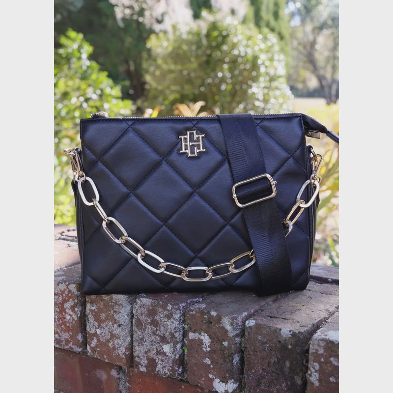 Caroline Hill Ariana Crossbody Black Quilted Ld