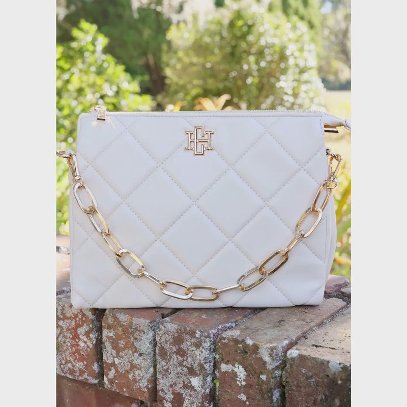 Caroline Hill Ariana Crossbody Cream Quilted Ld