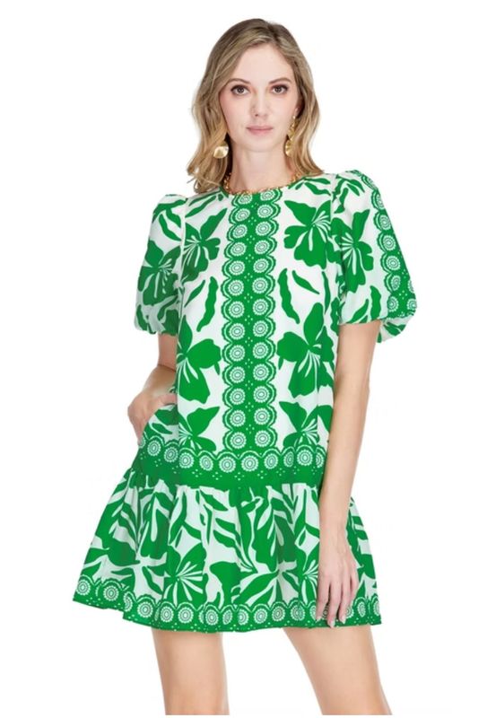 Jade Melody Tam Emerald Moments Puff Sleeve Midi Dress