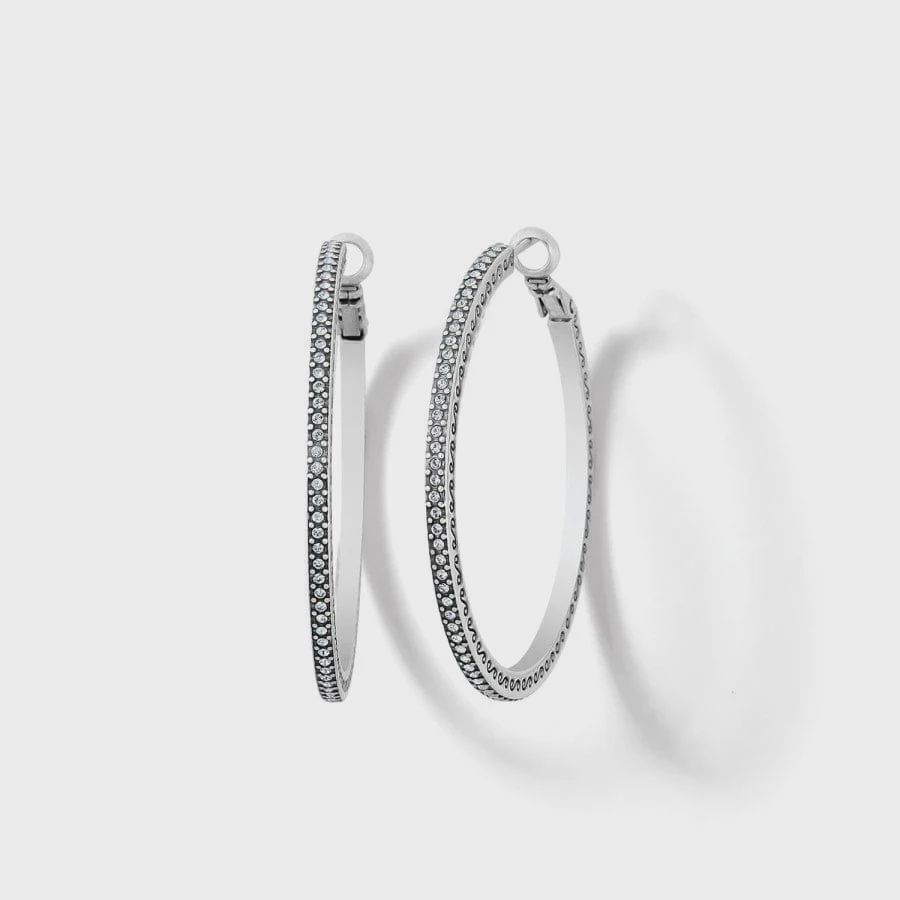 Brighton Meridian Thin Large Hoop Earrings- Silver