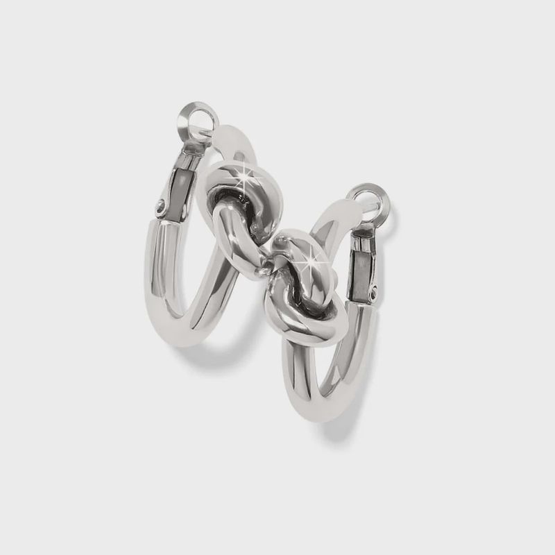 Brighton Interlok Single Knot Hoop Earrings- Silver